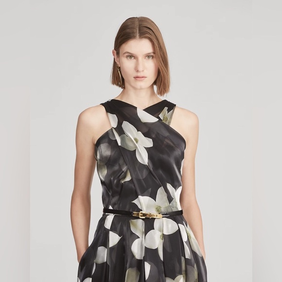 Ralph Lauren Collection Purple Label Floral Silk Cocktail Midi Dress Fit & Flare - Picture 4 of 11